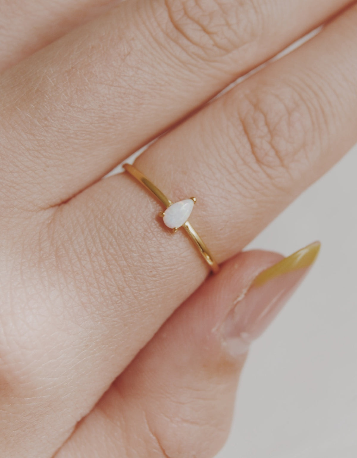 Teardrop Opal Adjustable Ring
