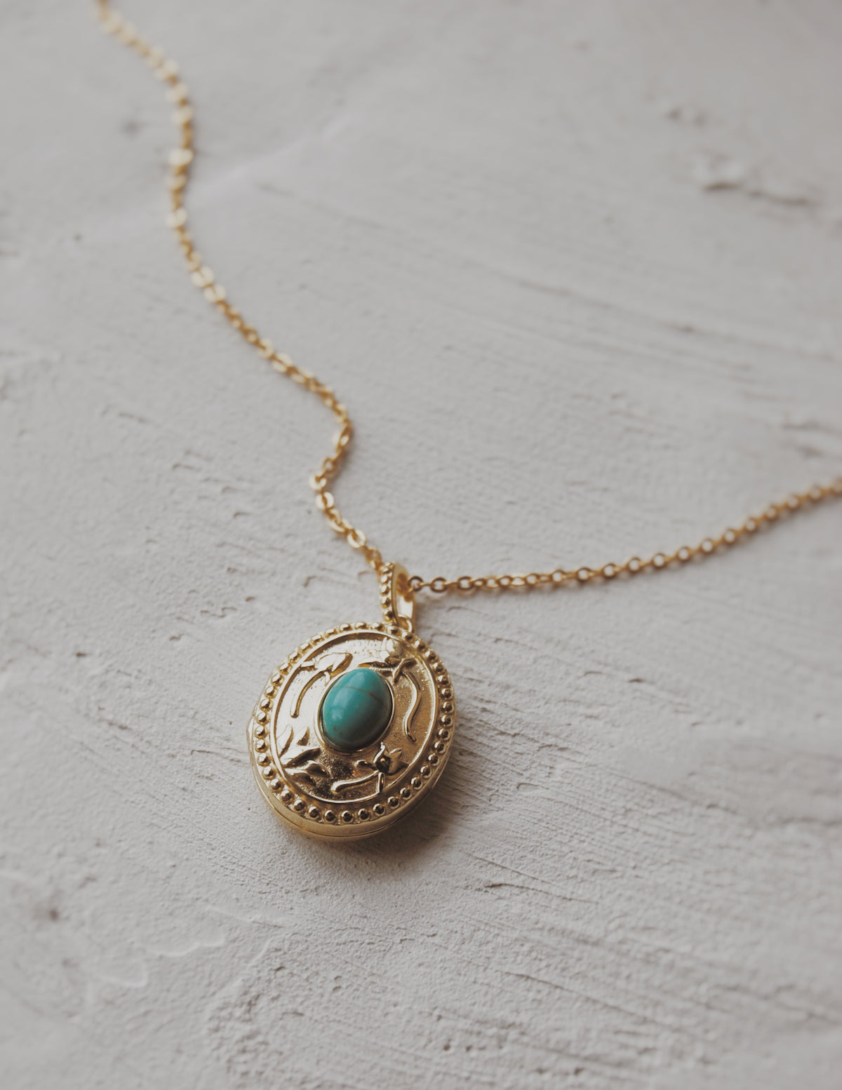 Turquoise Vermeil Locket Necklace