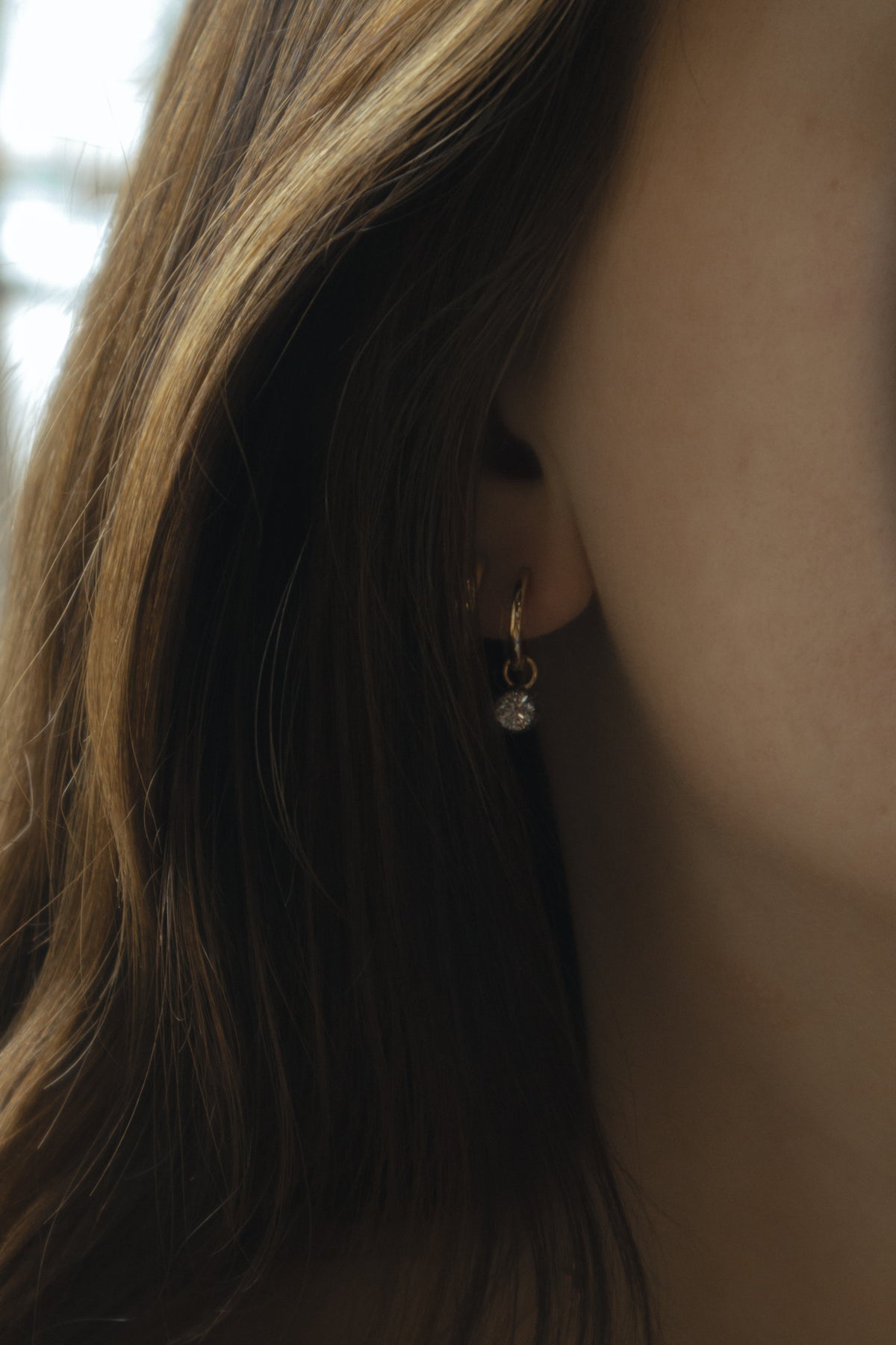 14K Logan Diamond Dangle Hoops