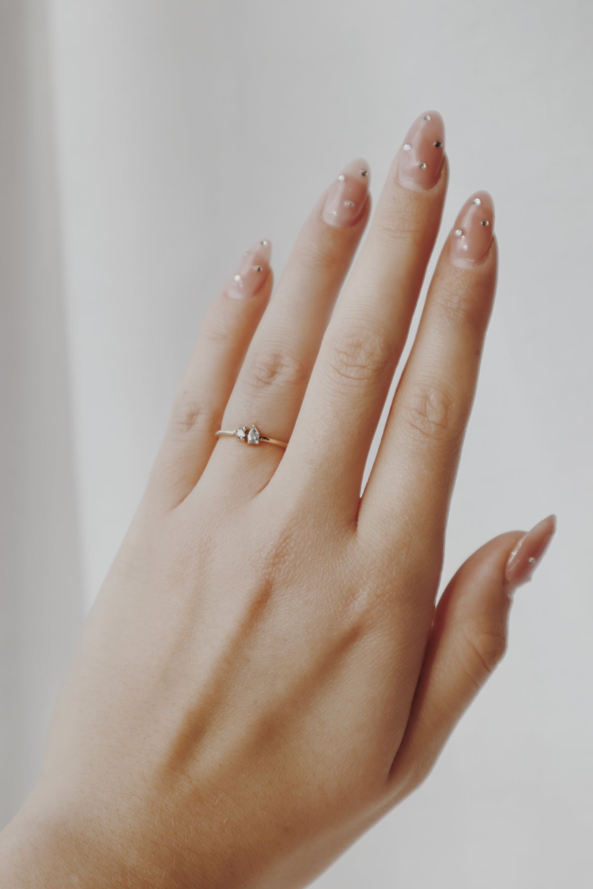 10k Toi et Moi Stacking Ring- Champagne Diamond & Lab Diamond