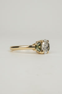 Eliza Engagement Ring- 1ct Oval and Natural Green Sapphires