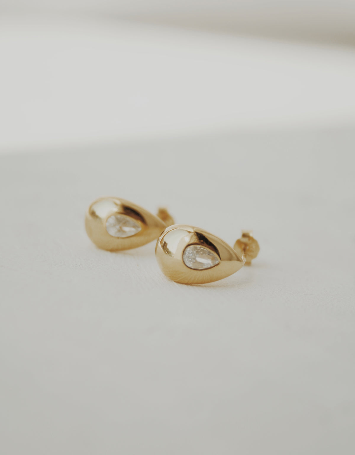 Eliza Pear Half Hoop Stud Earrings
