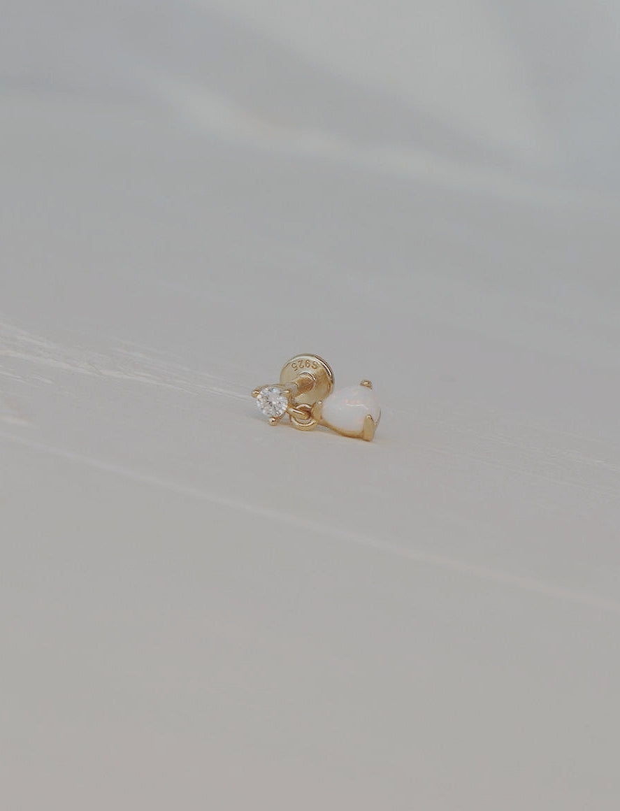 Opal Drop Cartilage Stud Earring