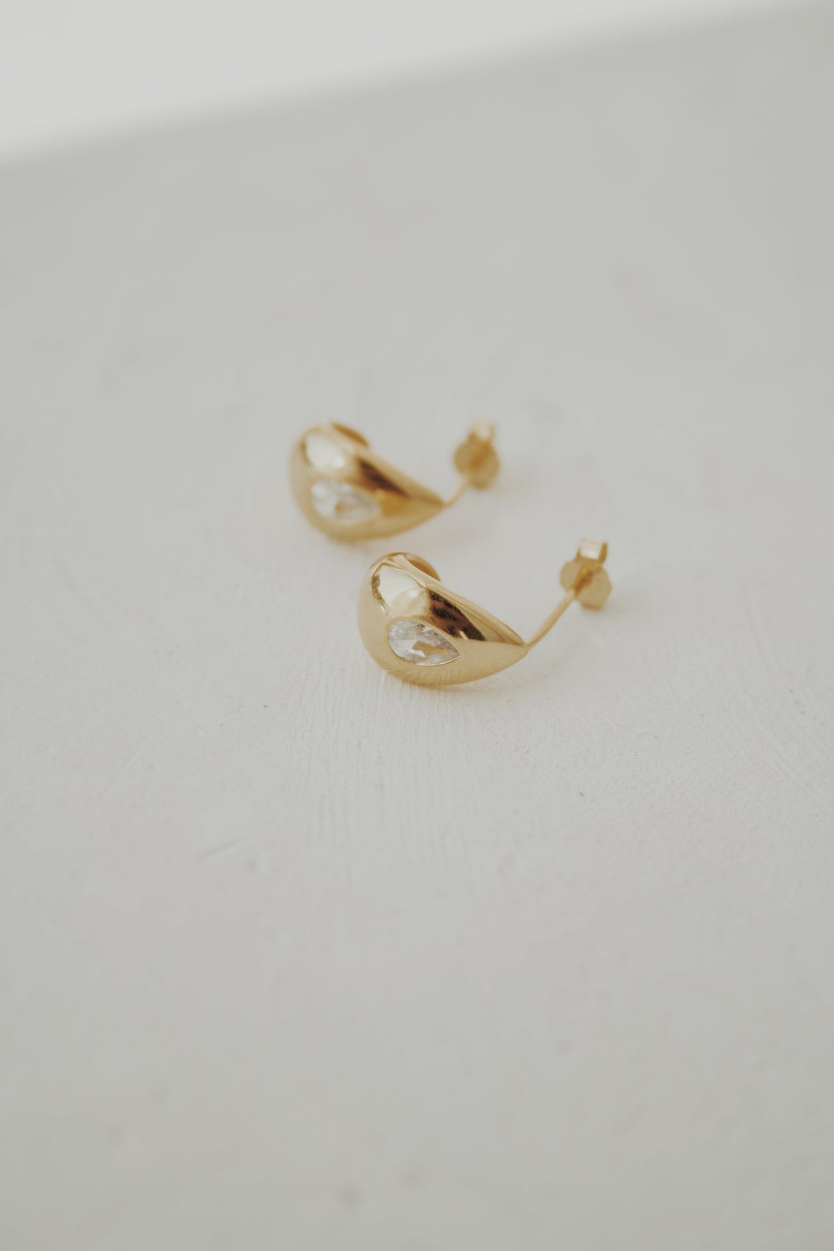 Eliza Pear Half Hoop Stud Earrings