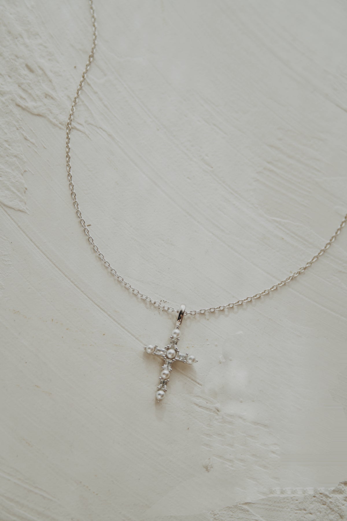 Shaye Pearl Cross Necklace