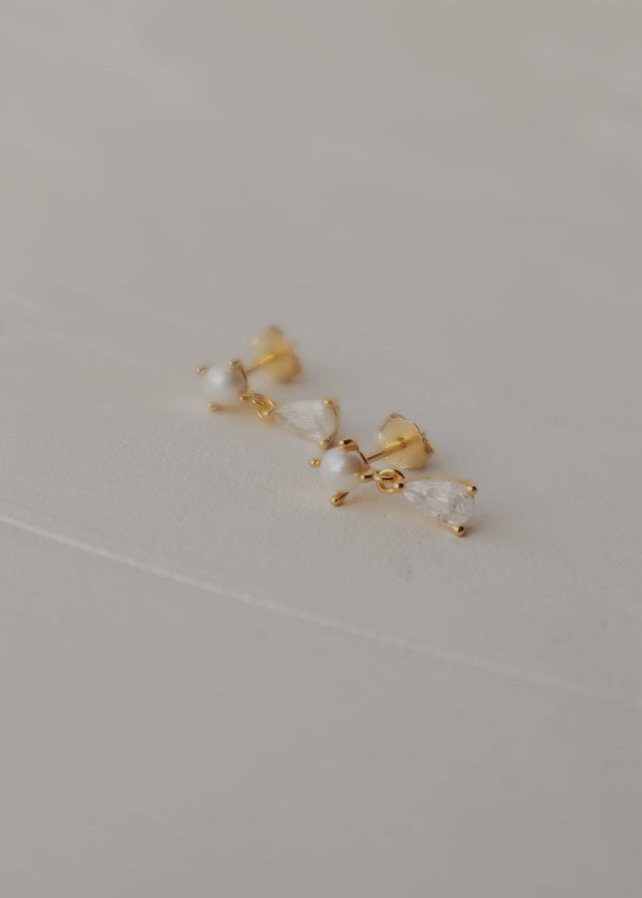 Pearl and Pear Stud Earrings