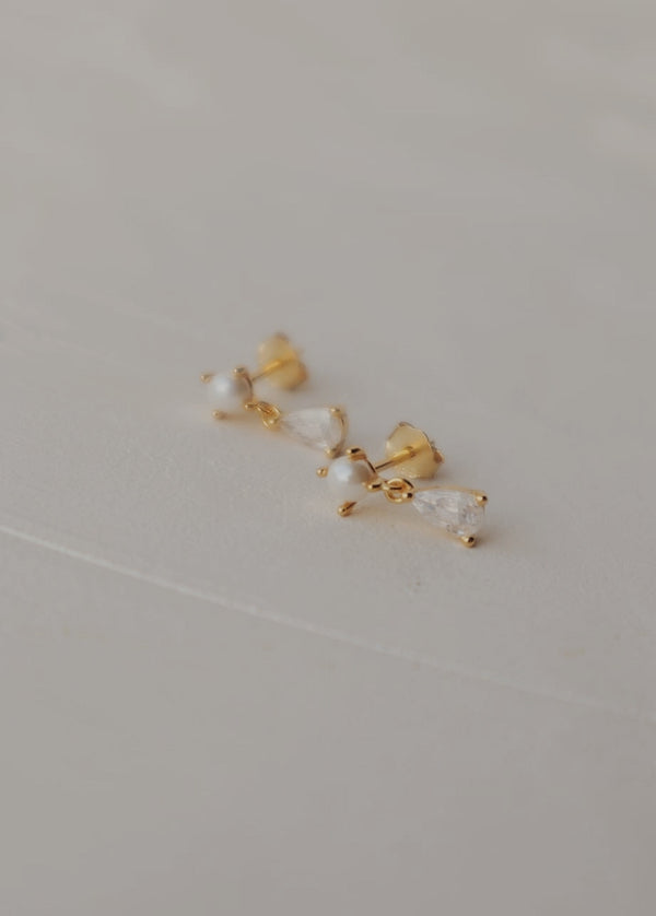 Pearl and Pear Stud Earrings