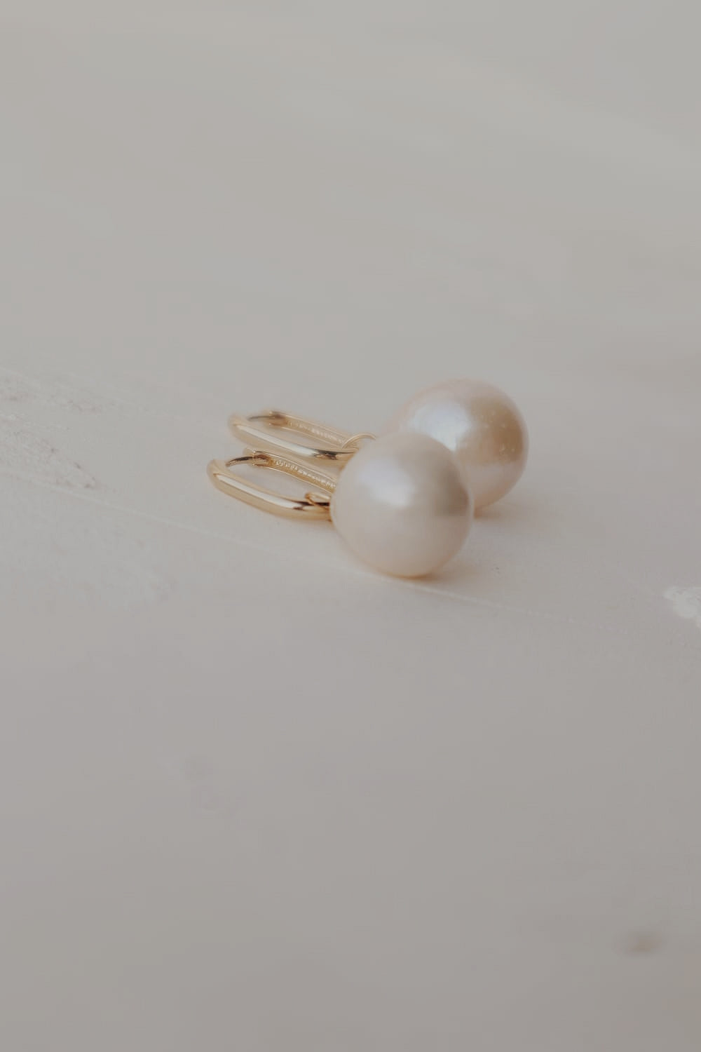 Solid Gold Hoops with Natural Pearls