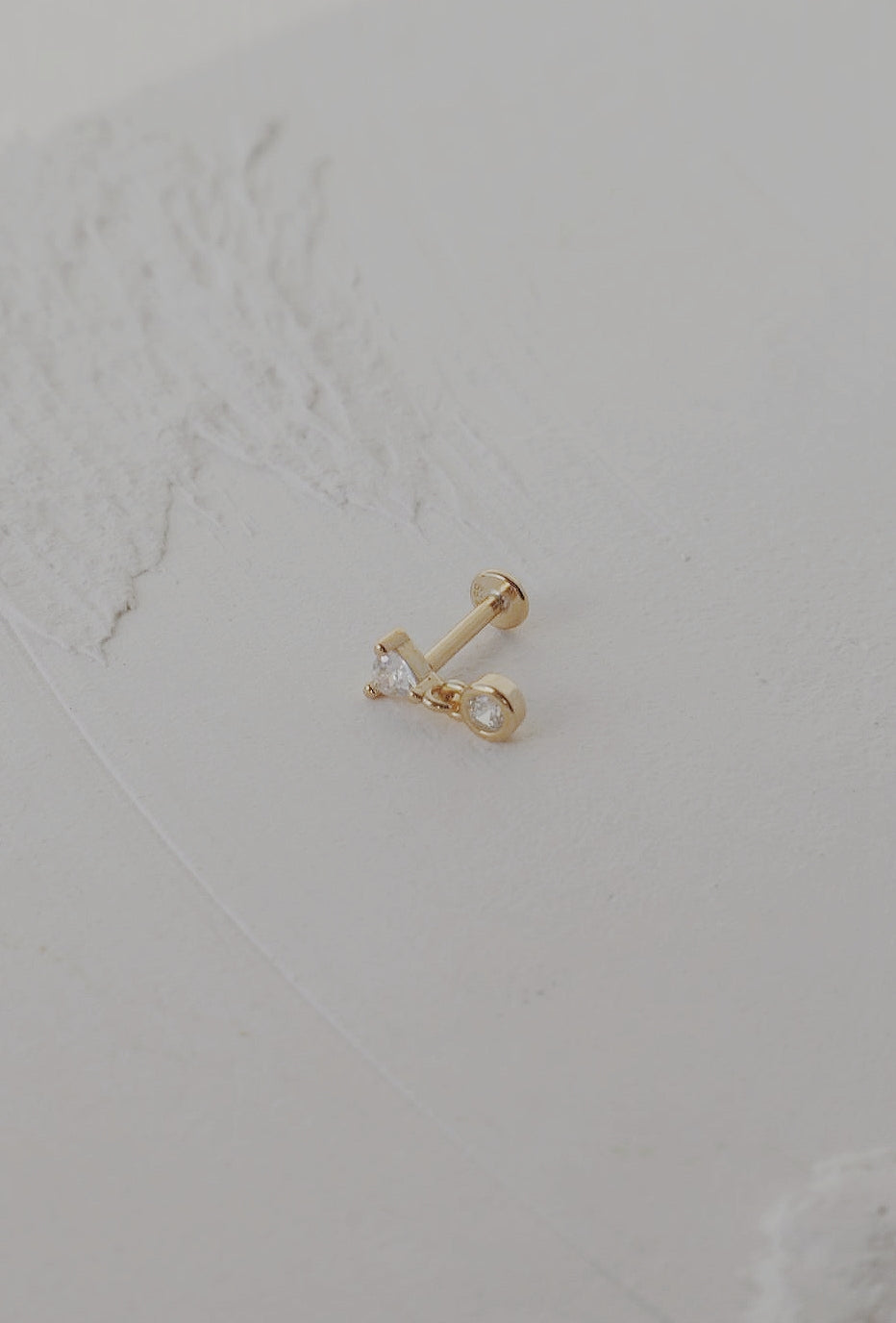 Bezel Drop Cartilage Stud Earring