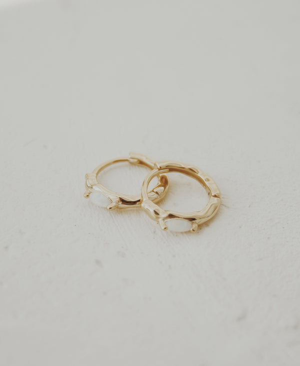 Laura Opal Huggie Hoop Earring