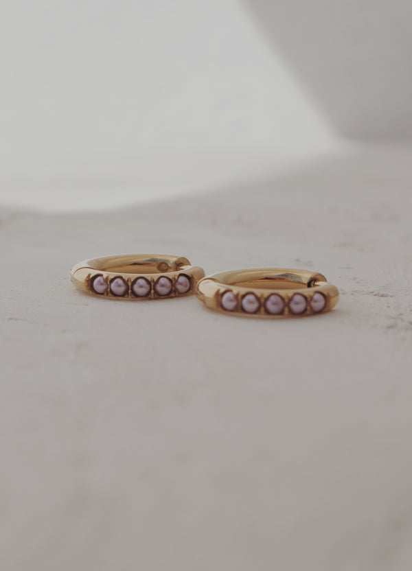 Glow Huggie Hoop Earrings in Soft Pink