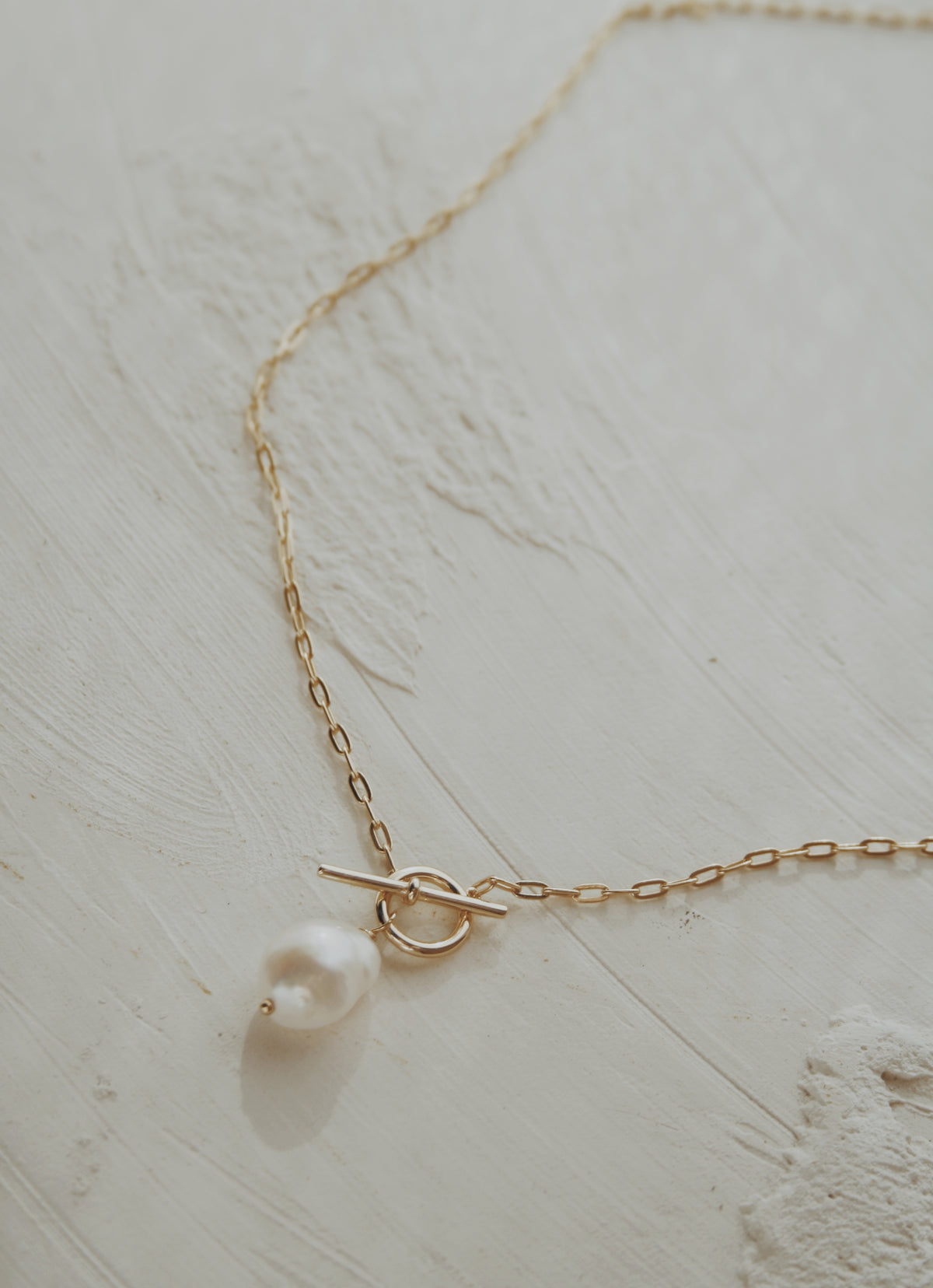 Mattie Pearl & Paperclip Necklace- Vermeil