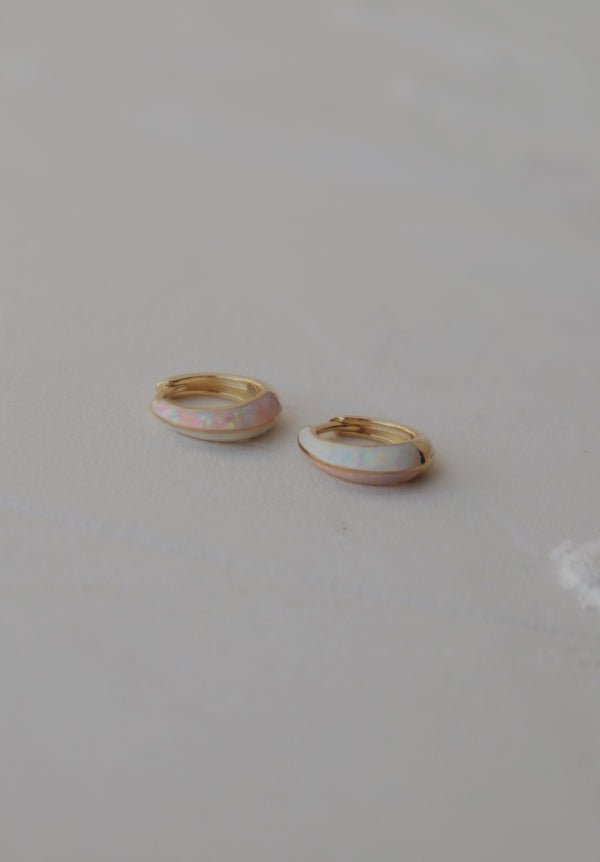 Millie Duo Opal Huggie Hoop Earrings - Vermeil