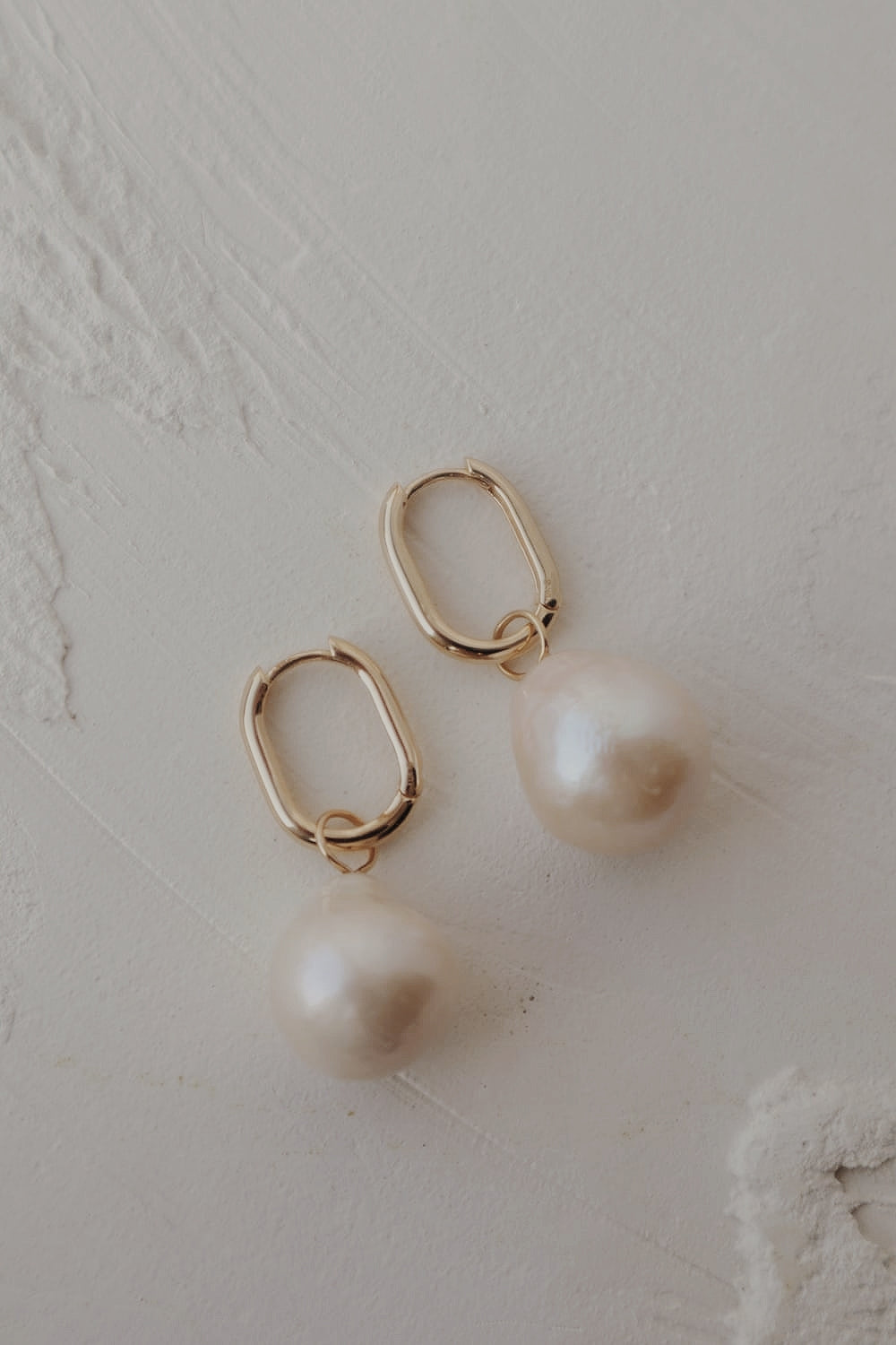 Solid Gold Hoops with Natural Pearls