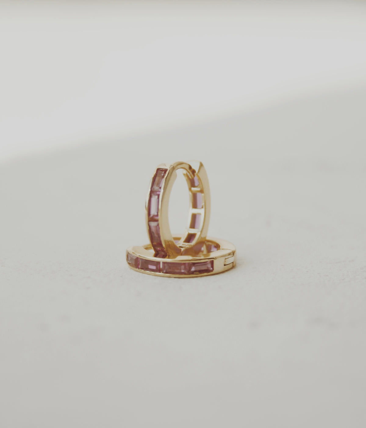 Channel Hot Pink Huggie Hoop Earrings