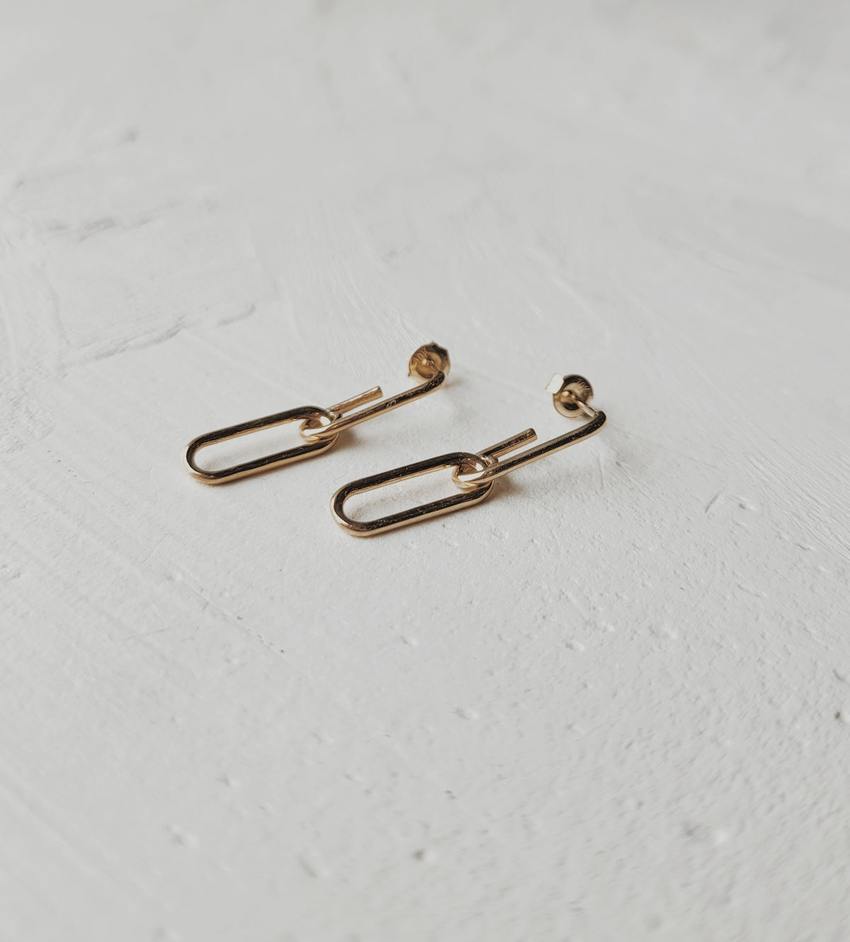 10k Dangling Paperclip Stud Earrings