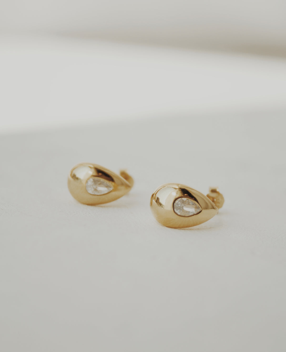 Eliza Pear Half Hoop Stud Earrings