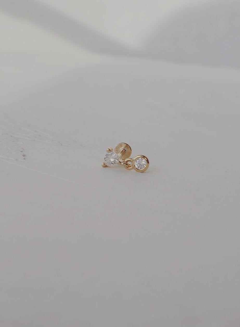 Bezel Drop Cartilage Stud Earring
