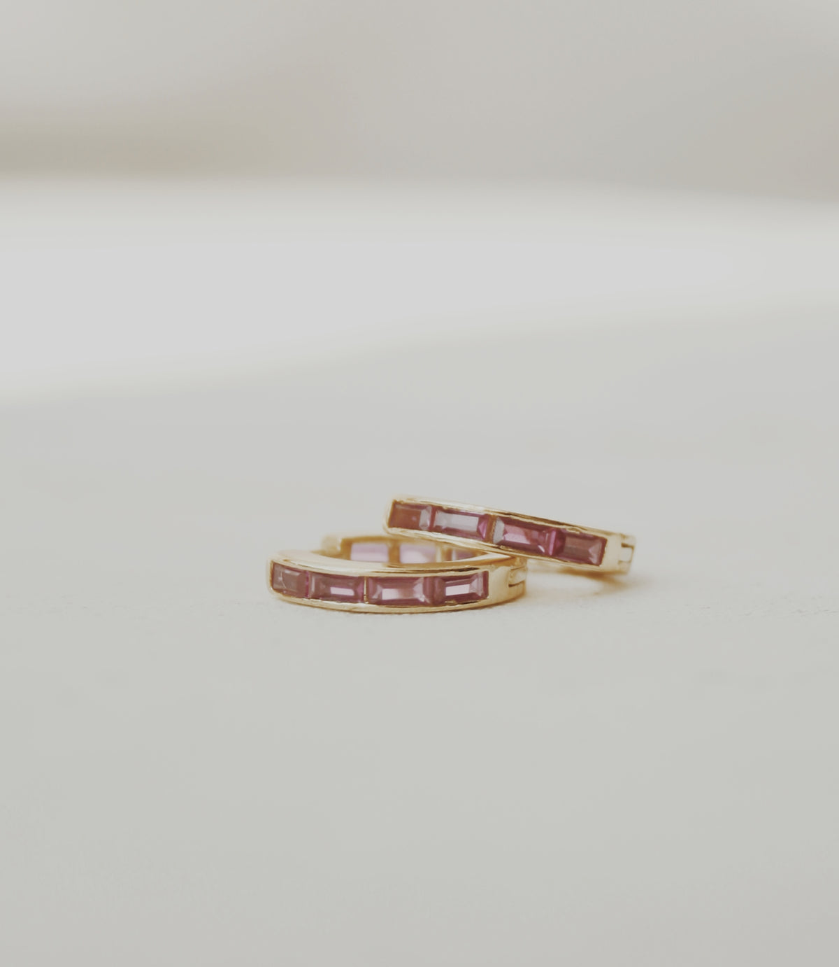 Channel Hot Pink Huggie Hoop Earrings
