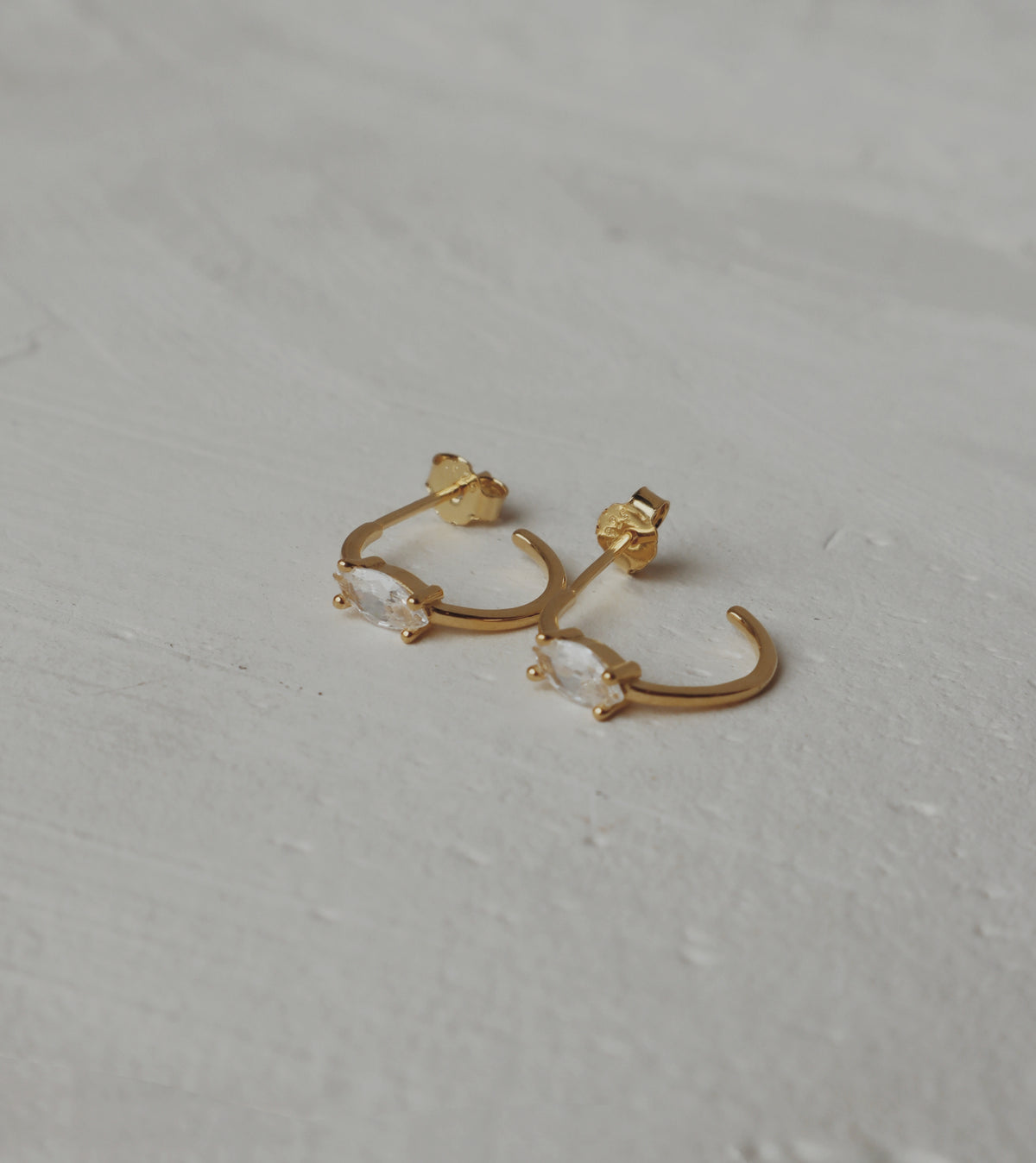 Marquise-Cut Half Hoop Stud Earrings