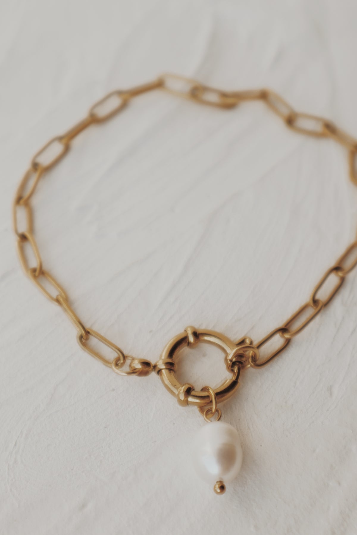 Pearl Paperclip Chain Bracelet