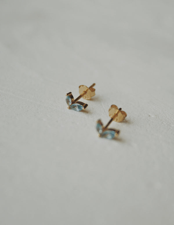 Blue Fleurette Stud Earrings