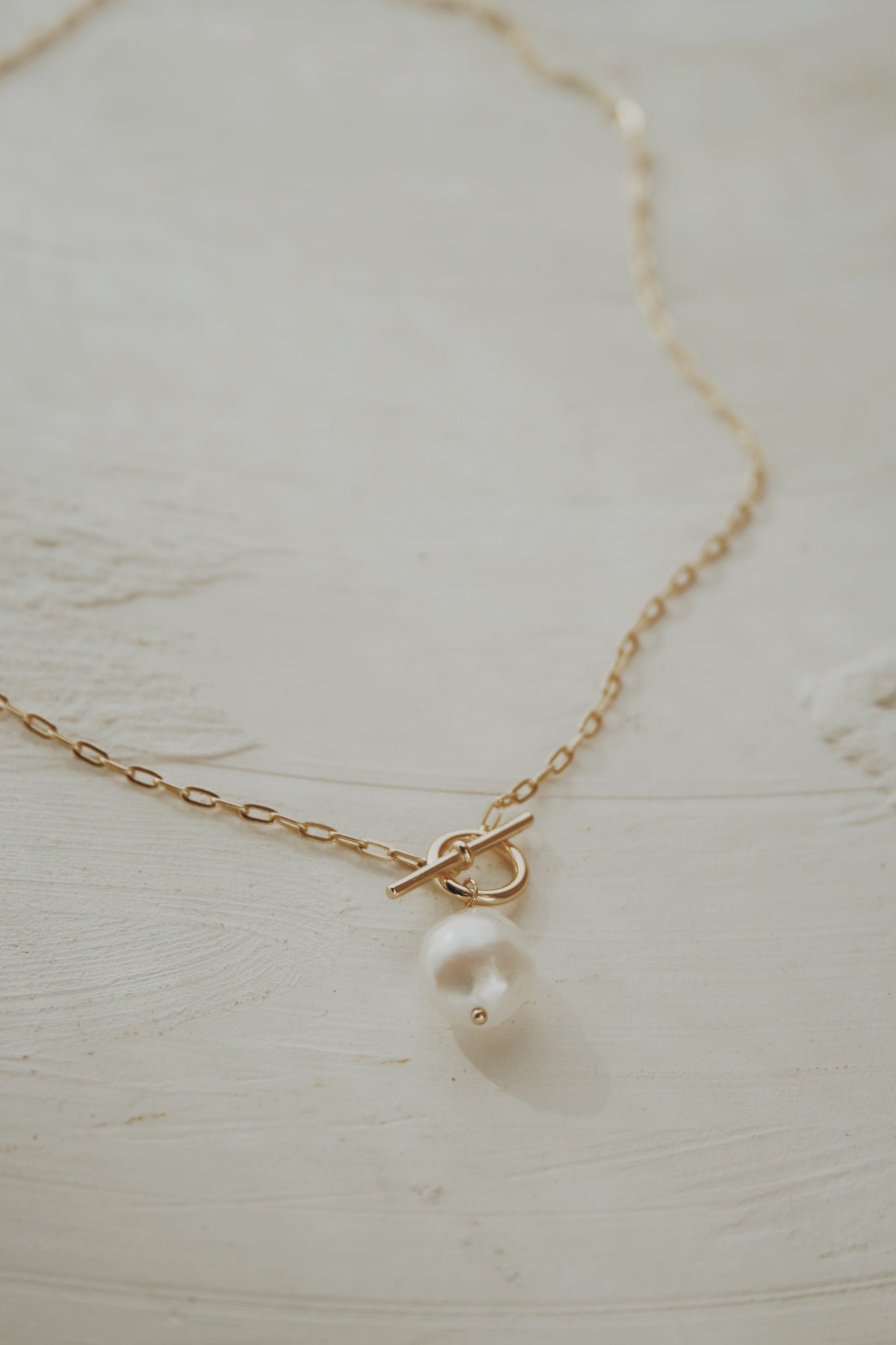 Mattie Pearl & Paperclip Necklace- Vermeil