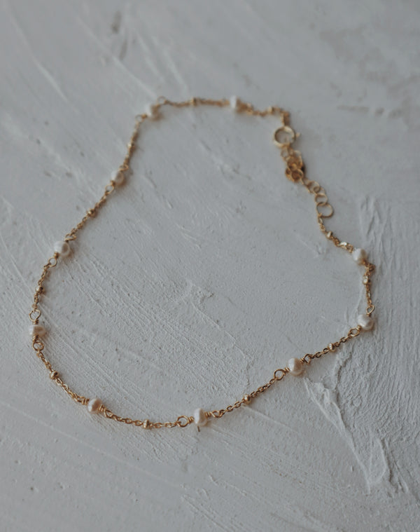 Pearl and Satellite Vermeil Anklet