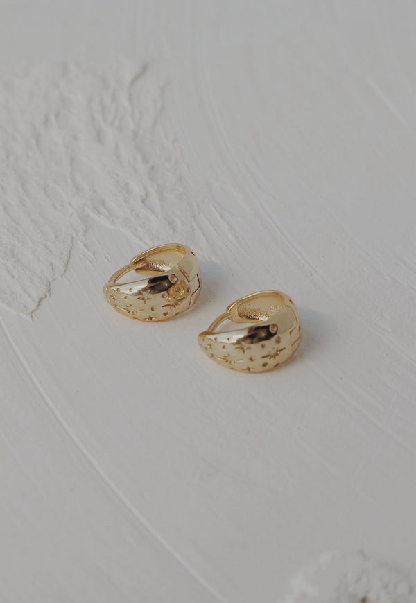 Celestial Chunky Huggie Hoop Earrings