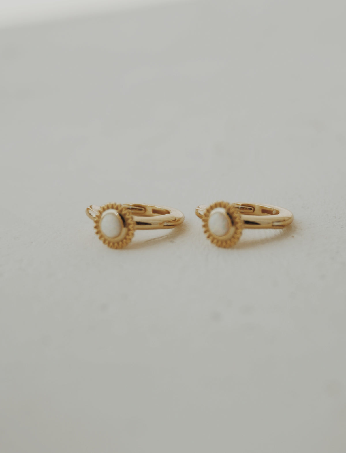 Opal Fleurette Huggie Hoop Earrings