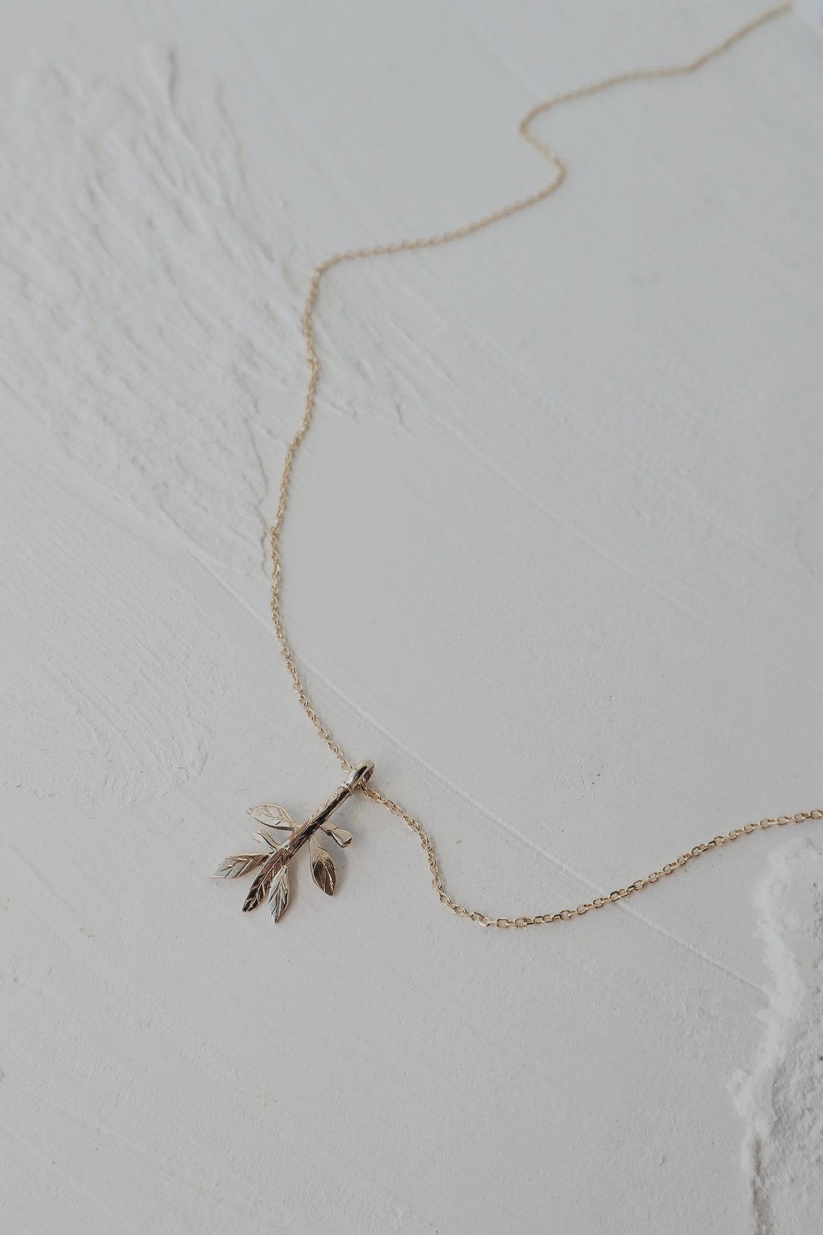 10k Solid Gold Olive Branch Necklace