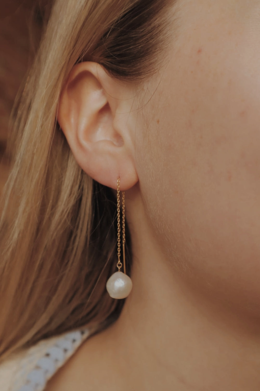 14k Pearl Threader Earrings