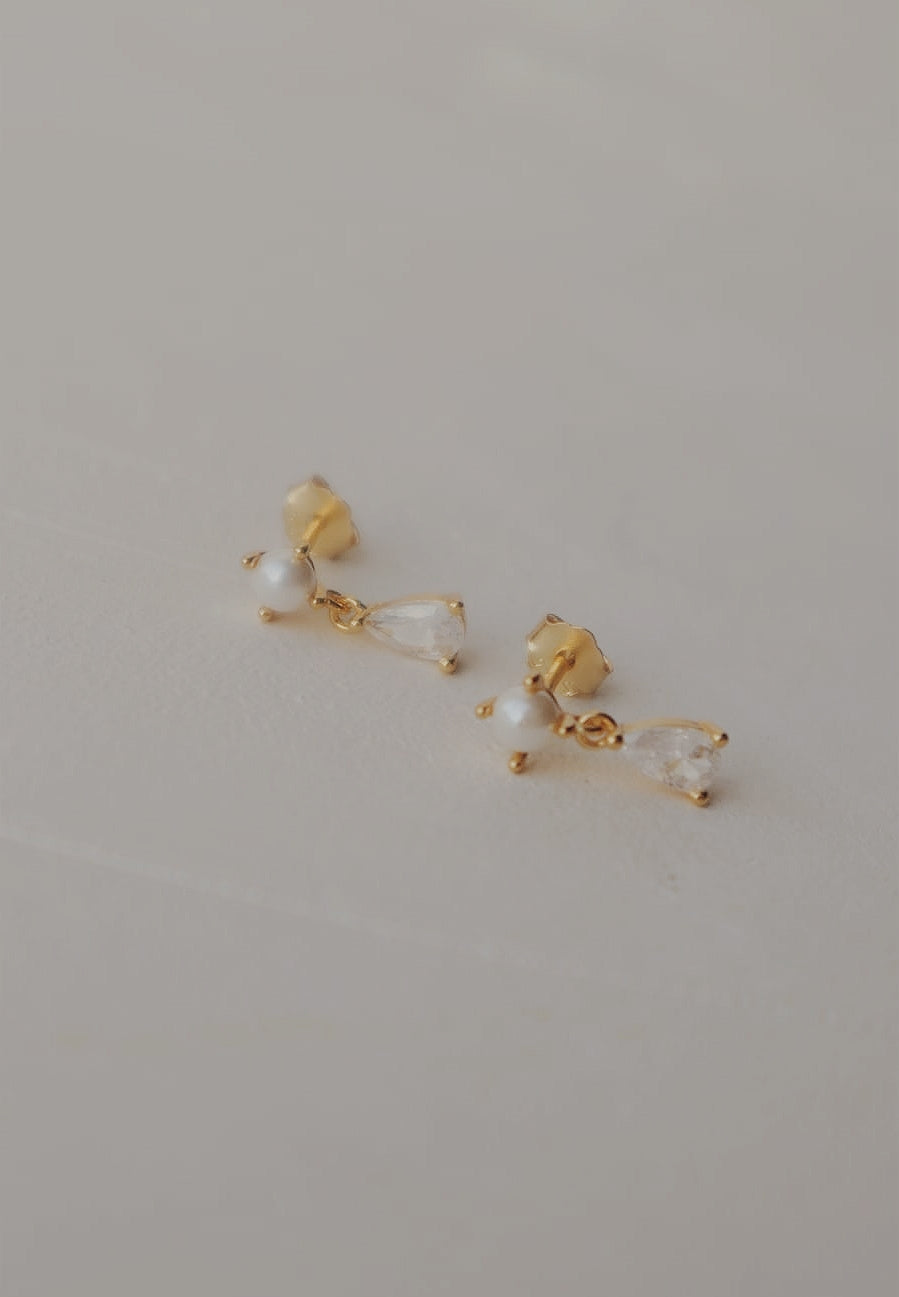 Pearl and Pear Stud Earrings