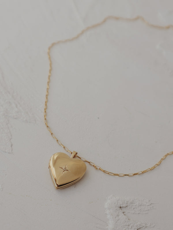 Lyla Heart Locket Necklace - Gold-Filled