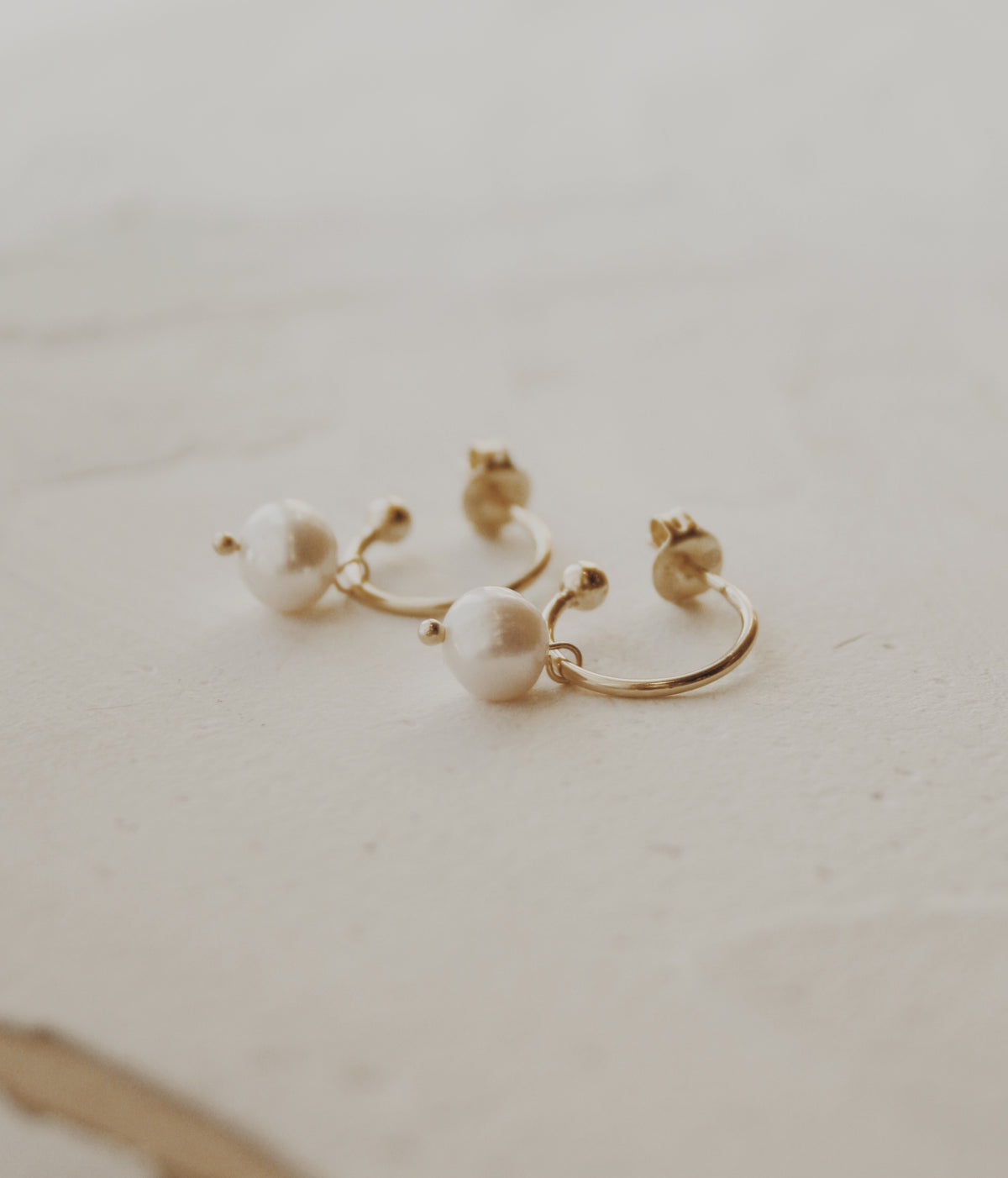 Obery Pearl Hoop Earrings- Vermeil & Silver