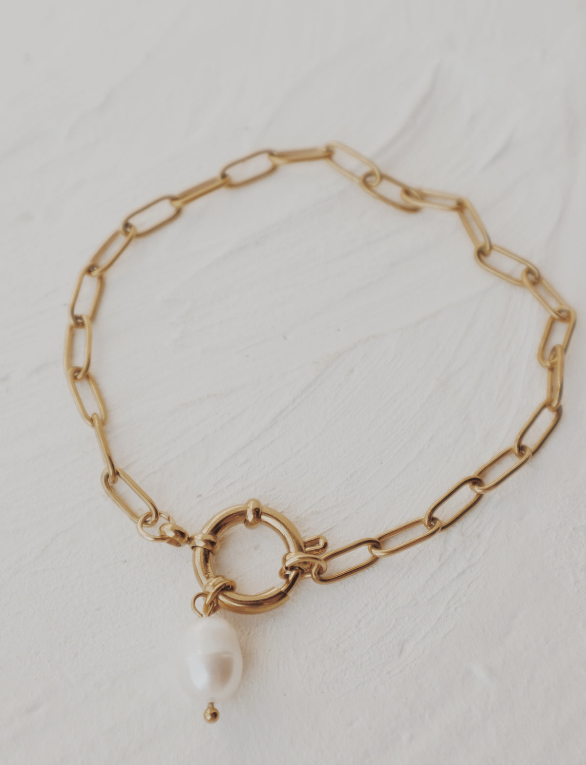 Pearl Paperclip Chain Bracelet