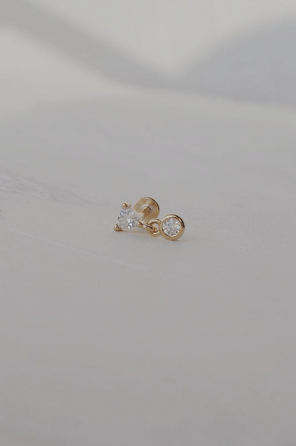 Bezel Drop Cartilage Stud Earring