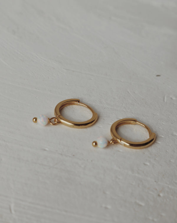 Wren Opal Huggie Hoop Earrings