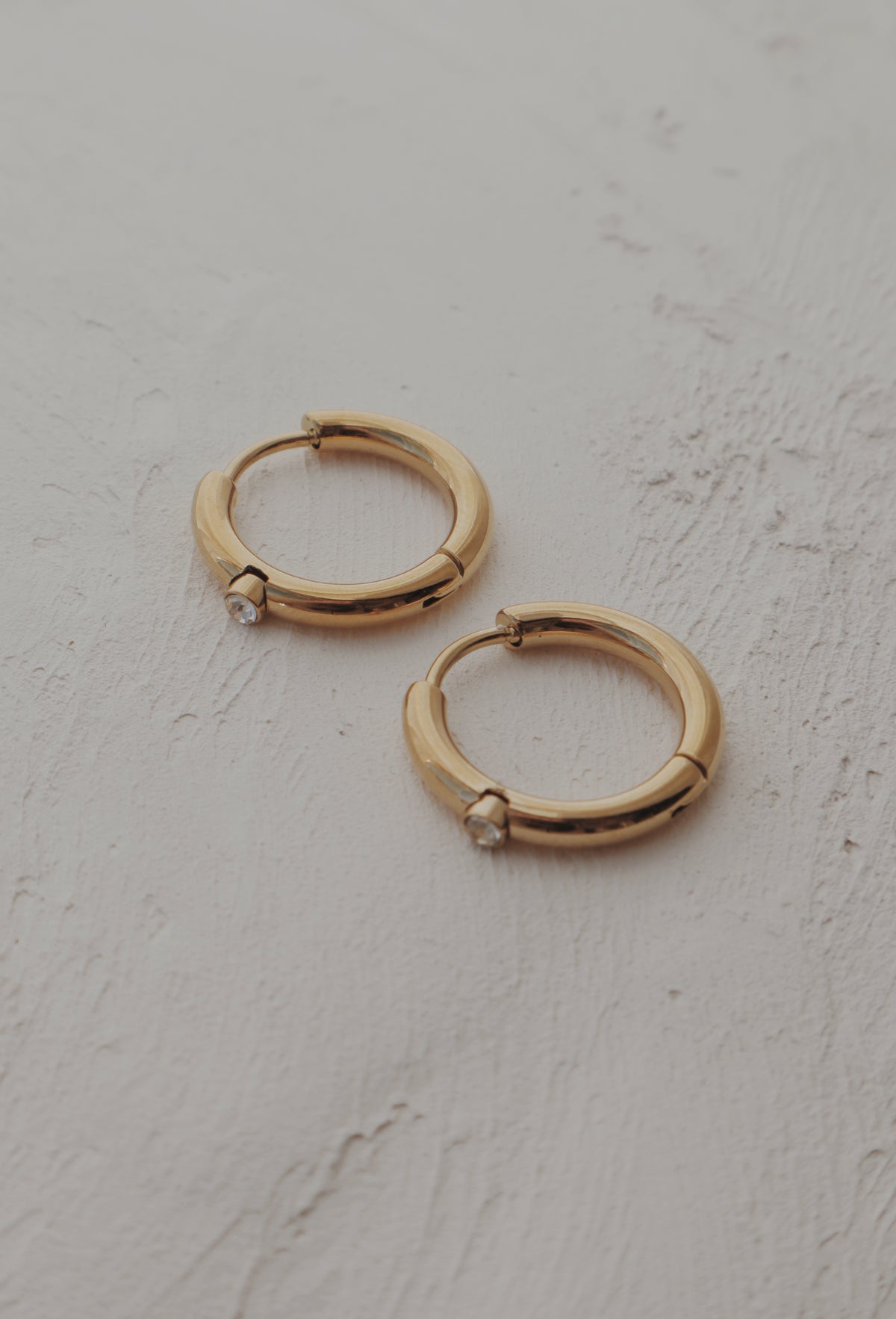 Mae Diamond Dot Huggie Hoops