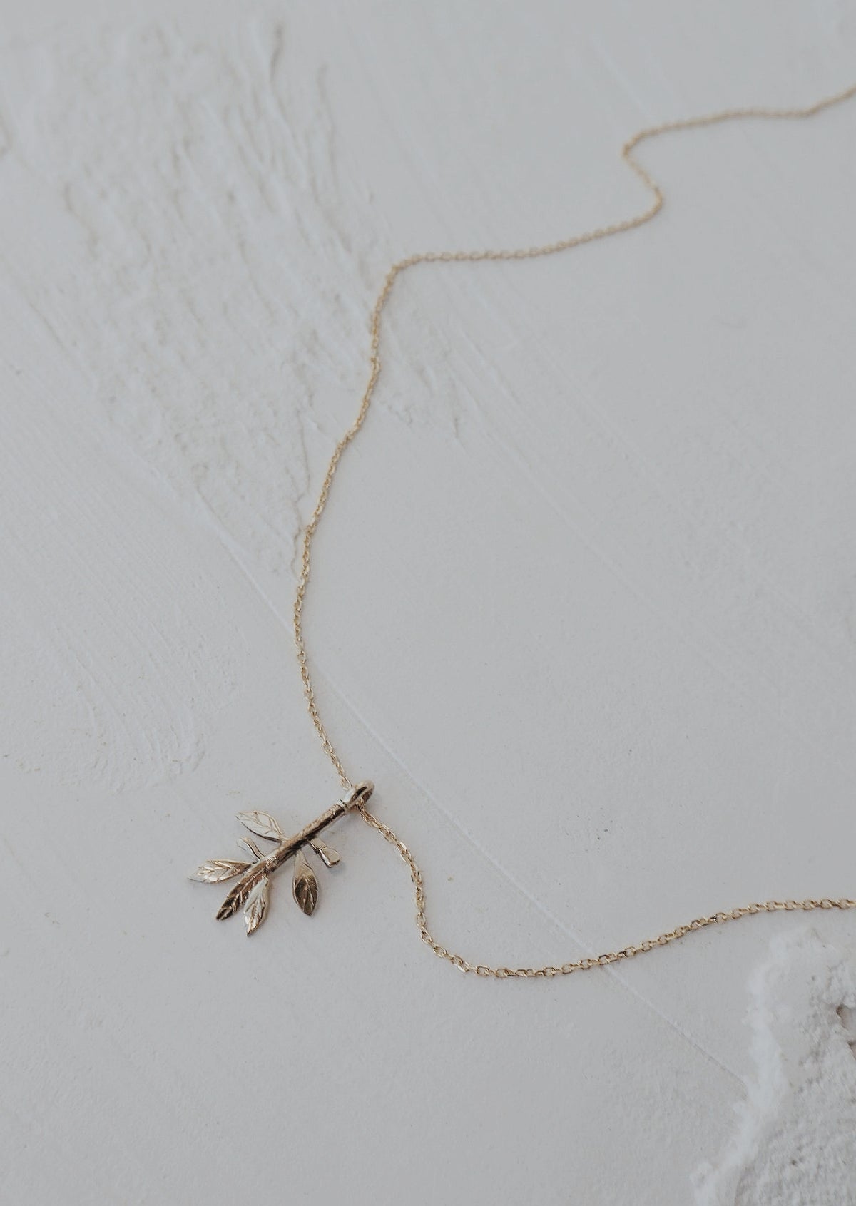 10k Solid Gold Olive Branch Necklace