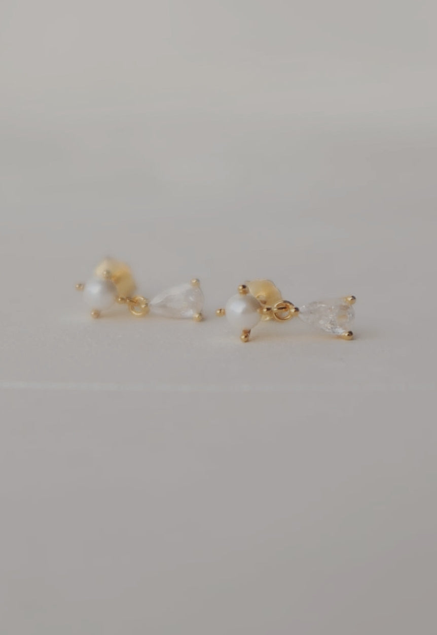 Pearl and Pear Stud Earrings