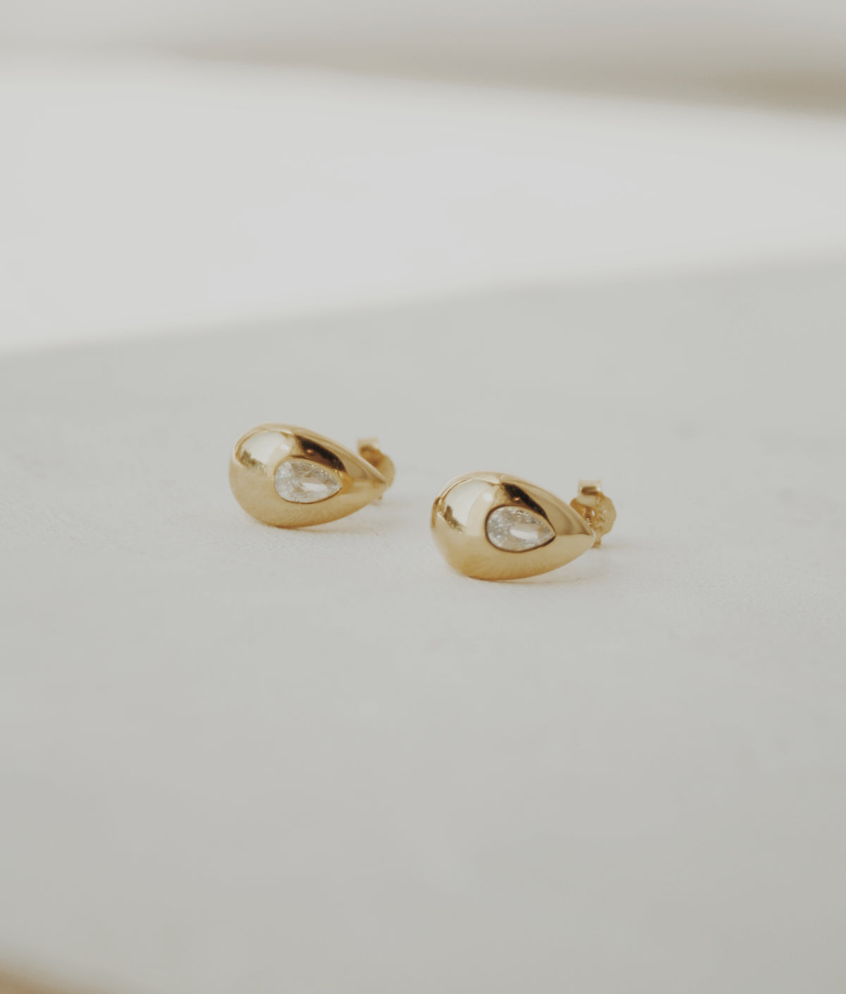 Eliza Pear Half Hoop Stud Earrings
