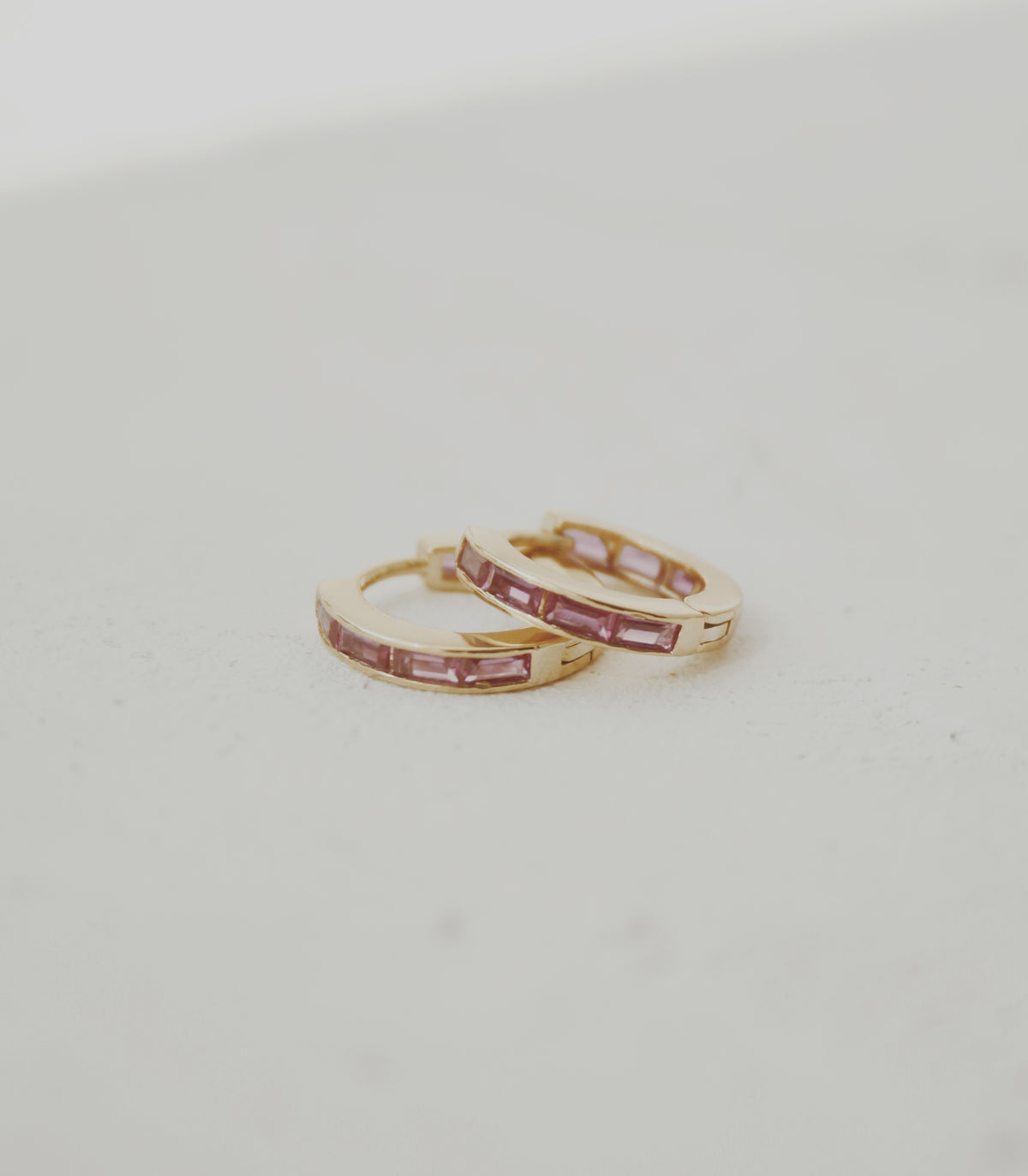 Channel Hot Pink Huggie Hoop Earrings
