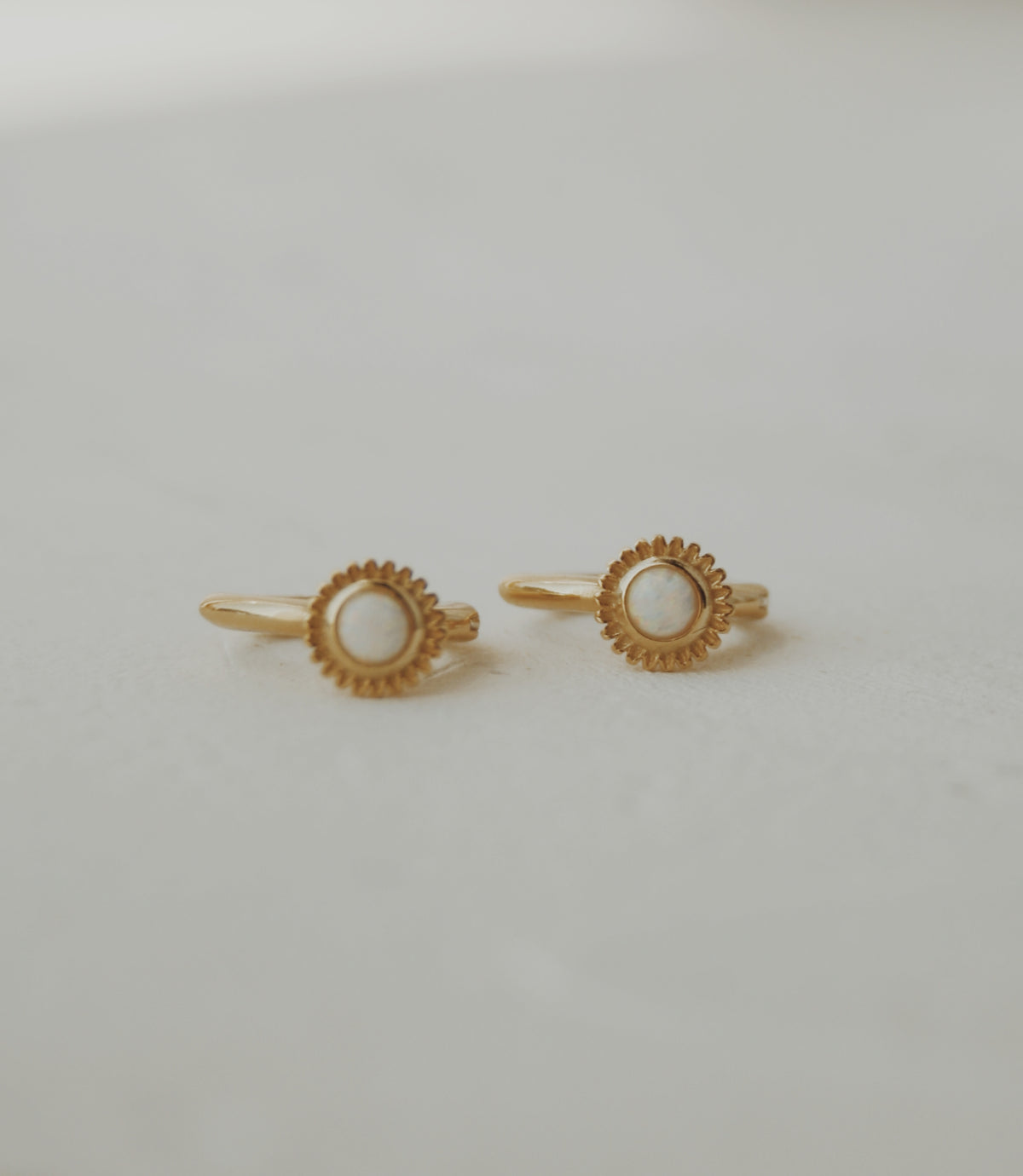 Opal Fleurette Huggie Hoop Earrings