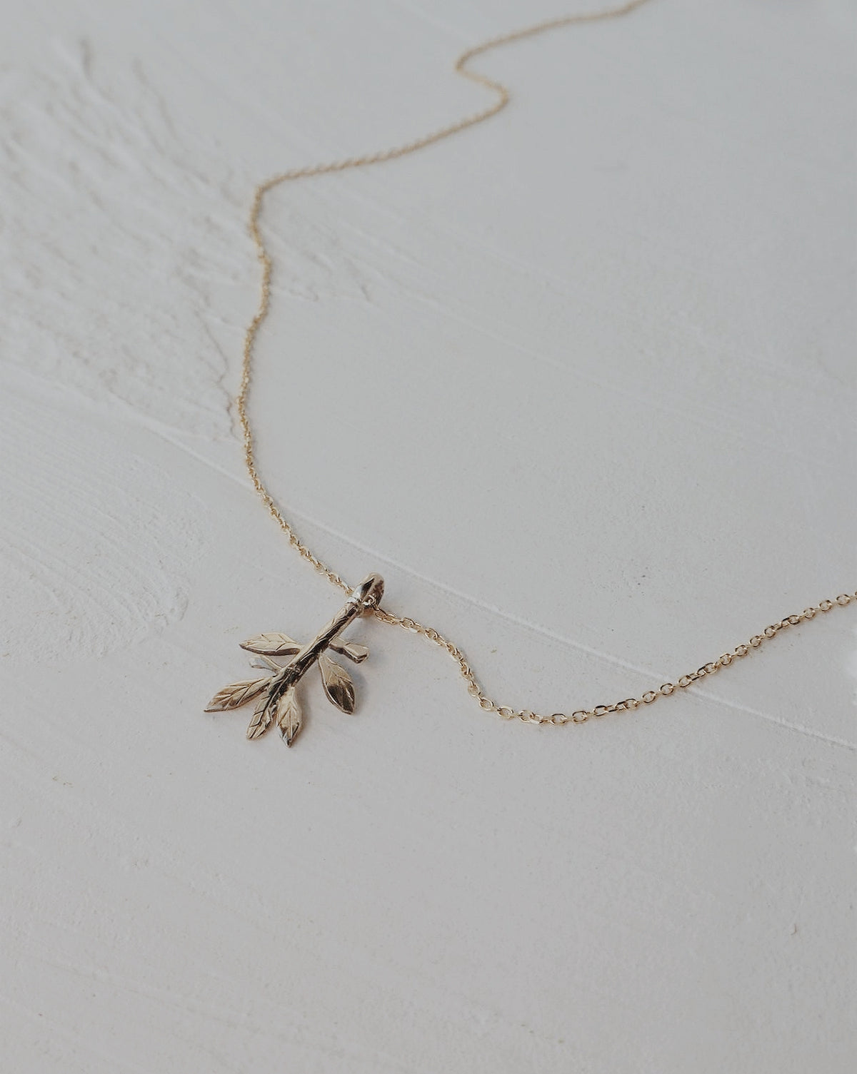 10k Solid Gold Olive Branch Necklace