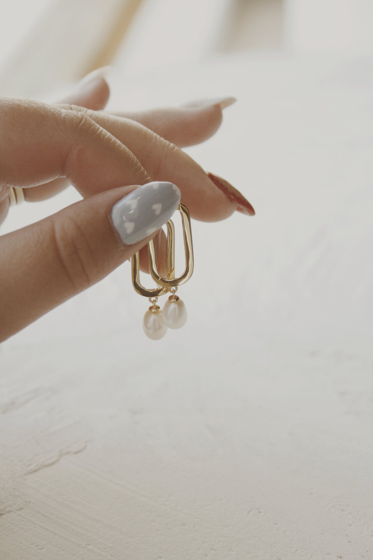 Cossette Pearl Hoop Earrings- Vermeil