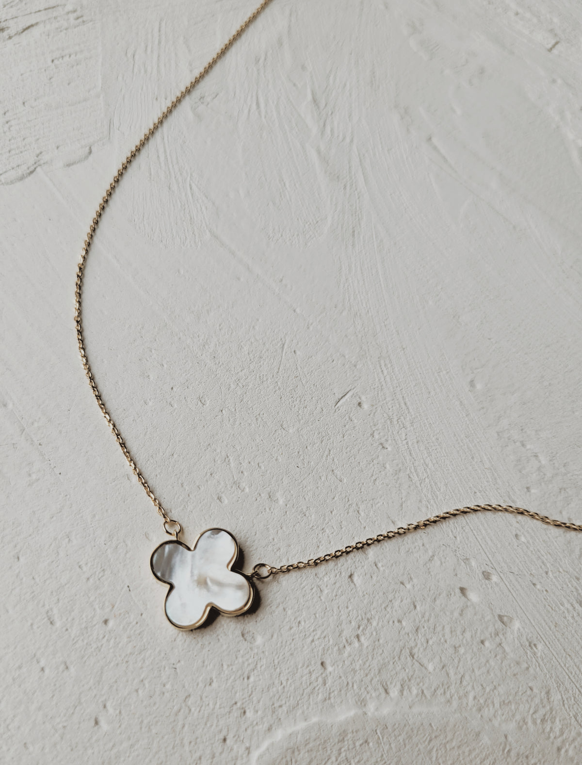 10k Mother of Pearl Clover Necklace