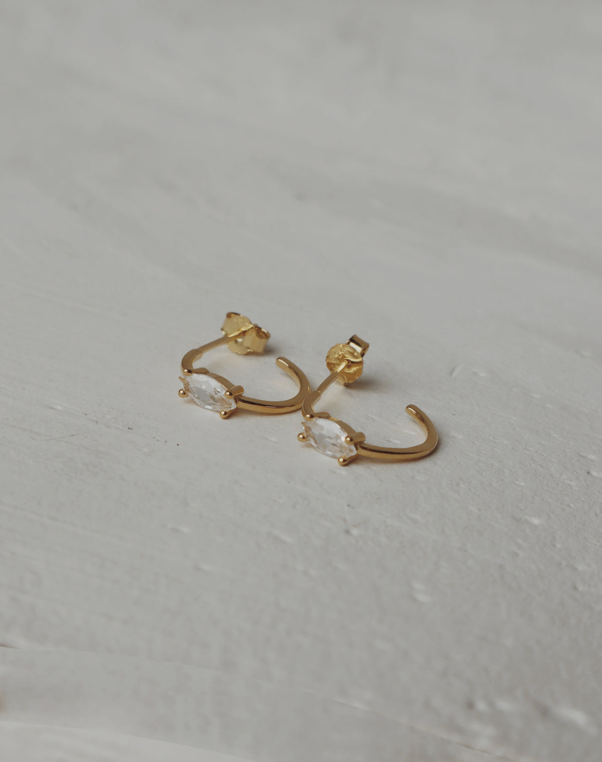 Marquise-Cut Half Hoop Stud Earrings