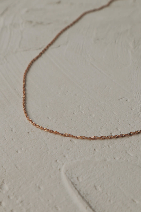 14k Rose Gold Singapore Chain Necklace