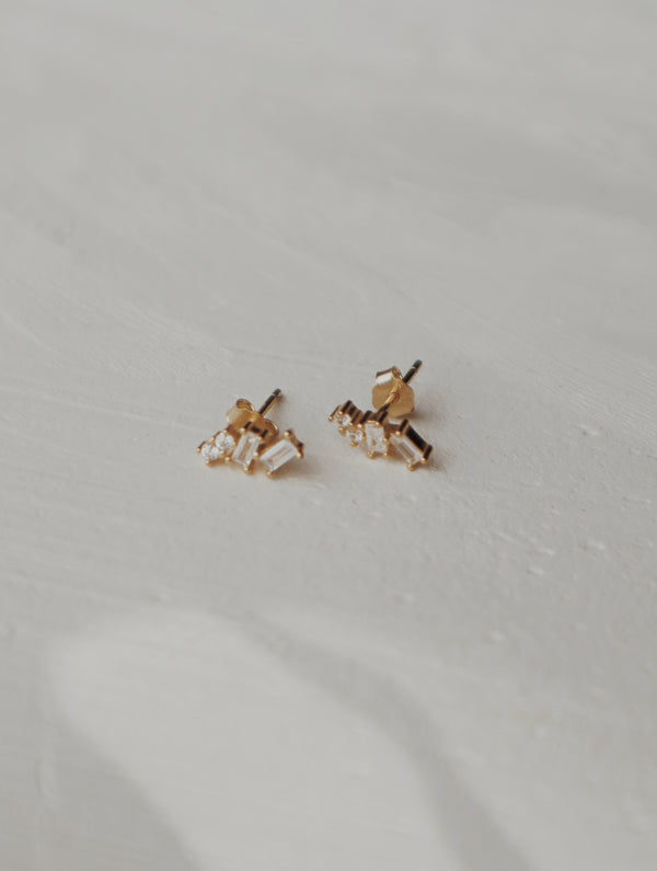 Baguette Cluster Stud Earrings